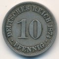 Германия 10 пфеннигов 1874 год (B)