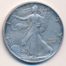 США 1 доллар 1990 год - Шагающая Свобода