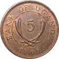 Уганда 5 центов 1966 год