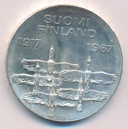 Финляндия 10 марок 1967 год - 50 лет независимости