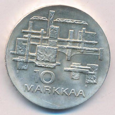 Финляндия 10 марок 1967 год - 50 лет независимости