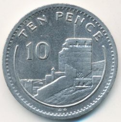 Гибралтар 10 пенсов 1990 год - Мавританский замок