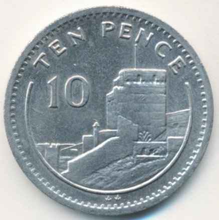 Гибралтар 10 пенсов 1990 год - Мавританский замок