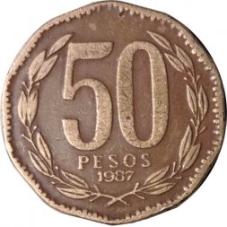 Чили 50 песо 1987 год