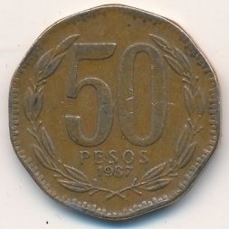 Чили 50 песо 1987 год