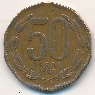 Чили 50 песо 1987 год