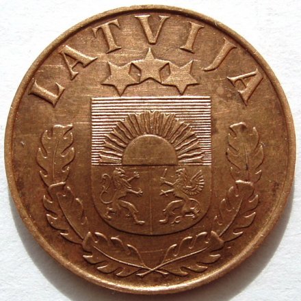 Латвия 2 сантима 1937 год (редкая)
