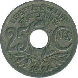 Франция 25 сантимов 1924 год