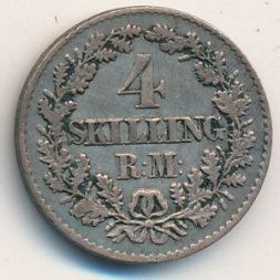 Дания 4 скиллинга ригсмонт 1872 год