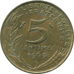 Франция 5 сантимов 1969 год - Марианна