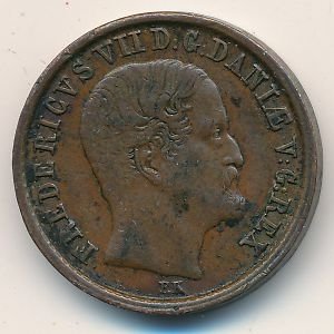 Дания 1 ригсбанкскиллинг 1853 год