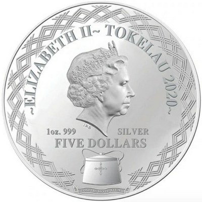 Токелау 5 долларов 2020 год - Год Крысы (Мыши) Большая (65 мм)