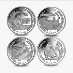 Виргинские острова набор из 4 монет 1 доллар 2019 год - Олимпиада Токио 2020