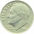 США 1 дайм (10 центов) 1986 год - Франклин Рузвельт (P)