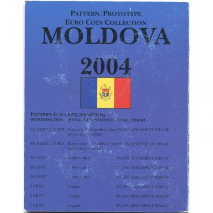 Набор из 8 пробных евромонет Молдавия 2004 год (в буклете)