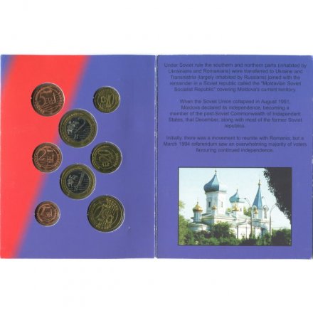 Набор из 8 пробных евромонет Молдавия 2004 год (в буклете)