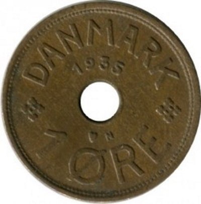 Дания 1 эре 1935 год - Король Кристиан X
