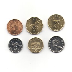 Набор из 6 монет Танзания 1976-1996 год