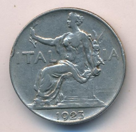 Италия 1 лира 1923 год