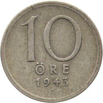 Швеция 10 эре 1943 год