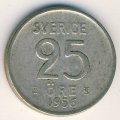 Швеция 25 эре 1956 год - Густав V