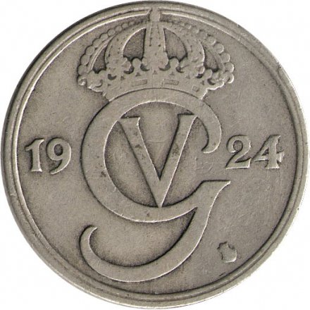 Швеция 50 эре 1924 год - Король Густав V