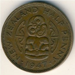 Новая Зеландия 1/2 пенни 1947 год