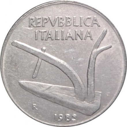 Италия 10 лир 1983 год