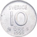 Швеция 10 эре 1959 год - Король Густав VI Адольф