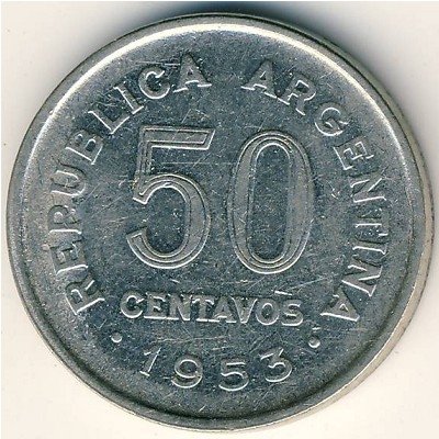 Аргентина 50 сентаво 1953 год