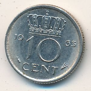 Нидерланды 10 центов 1963 год - Королева Юлиана