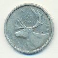 Канада 25 центов 1956 год - Карибу (северный олень) (серебро)