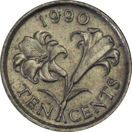 Бермудские острова 10 центов 1990 год