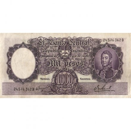 Аргентина 1000 песо 1967 год - VF