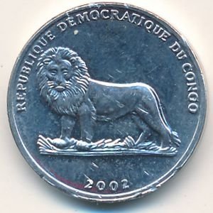 Конго 25 сентим 2002 год - Животные. Гиеновидная собака (Полосатый шакал)