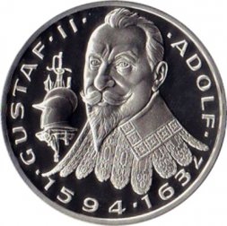 Швеция 20 экю 1998 год - Густав II Адольф.  Лебеди (proof, серебро)