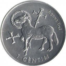 Андорра 1 сантим 2002 год - Агнец Божий