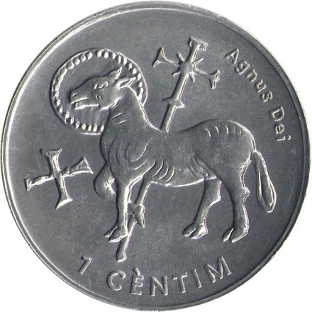 Андорра 1 сантим 2002 год - Агнец Божий