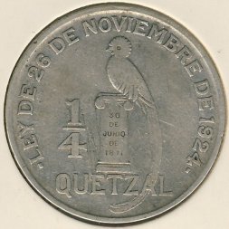 Гватемала 1/4 кетсаля 1929 год