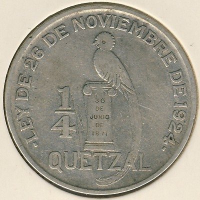 Гватемала 1/4 кетсаля 1929 год