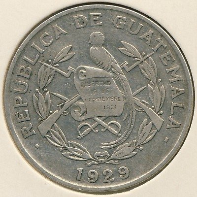 Гватемала 1/4 кетсаля 1929 год