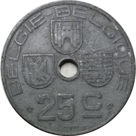 Бельгия 25 сантимов 1942 год BELGIE - BELGIQUE