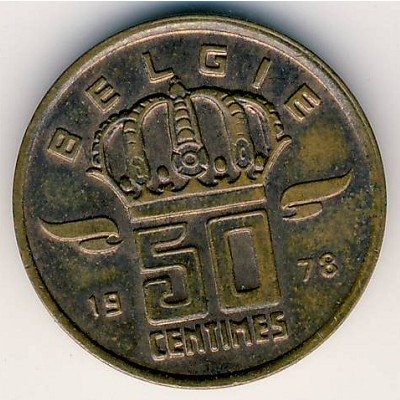Бельгия 50 сантимов 1978 год BELGIE