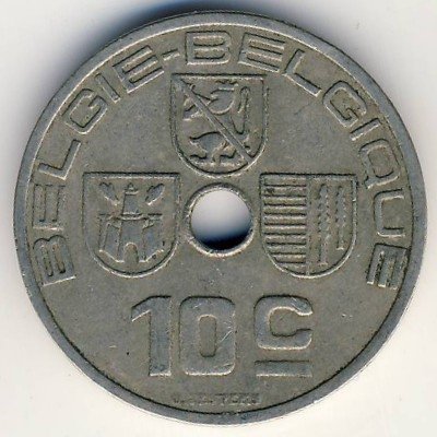 Бельгия 10 сантимов 1939 год BELGIE-BELGIQUE