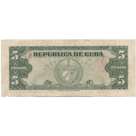 Куба 5 песо 1960 год - Портрет М. Гомеса - F