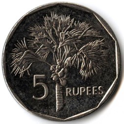 Монета Сейшелы 5 рупий 2010 год - Пальма