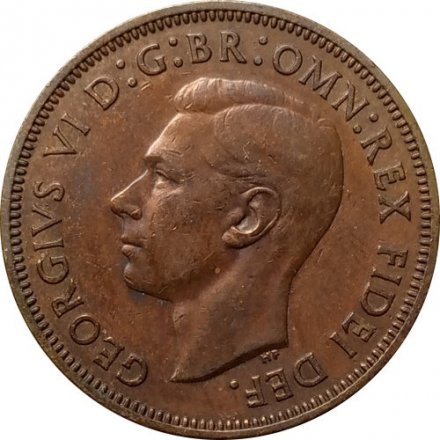 Великобритания 1/2 пенни 1949 год - Король Георг VI. Корабль «Золотая лань»
