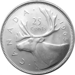 Канада 25 центов 1965 год