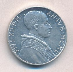 Ватикан 2 лиры 1950 год