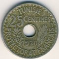 Тунис 25 сантимов 1920 год